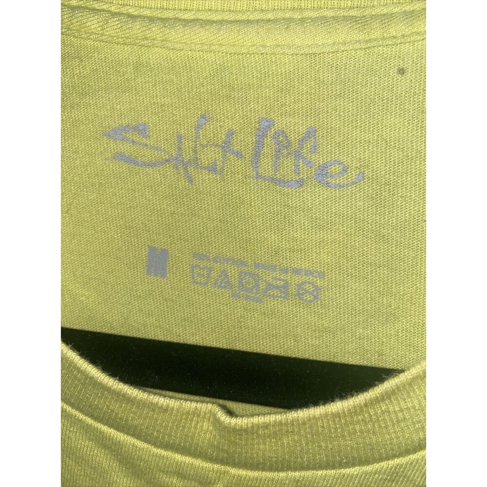 vintage Salt Life surf shirt Skeleton Yellow M beach fisherman pirate lake men - Picture 3 of 5